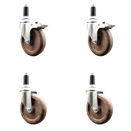 Service Caster 5 Inch 316SS High Temp Glass Filled Nylon 1-1/4 Inch Stem Caster Lck Brake, 2PK SS316TTLEX20S514-GFNSHT-2-S-2-114